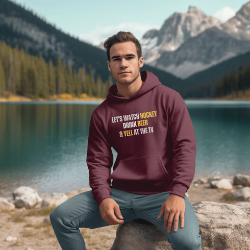 C & Win Sports Let's Watch Hockey Hoodie Maroon / S - C & Win Sports